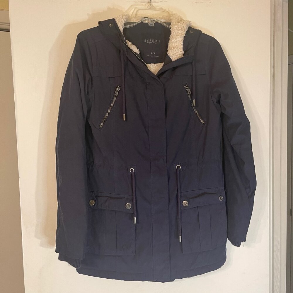 Aeropostale Women’s Jacket Parka Hood 4 Pockets Full Zip Front Size Medium